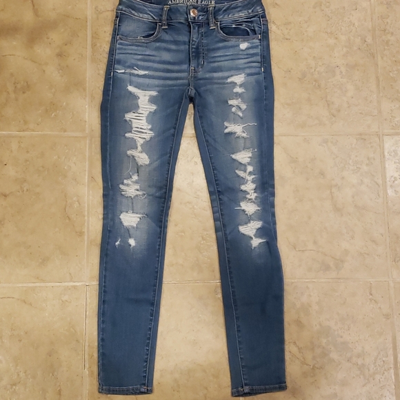 AE Super Super Stretch Distressed Jegging - Picture 2 of 6